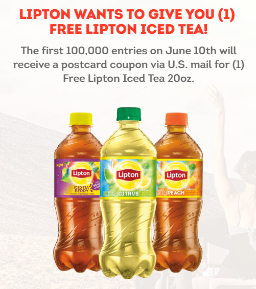 FREE 20oz Lipton Iced Tea (Coupon) - First 100K June 10th